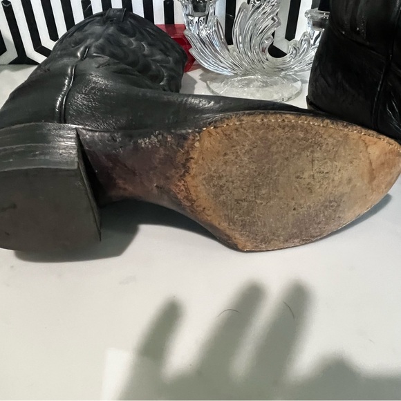 Men’s J. Chisholm Black Western Cowboy Boots Size 10.5B - Picture 5 of 8